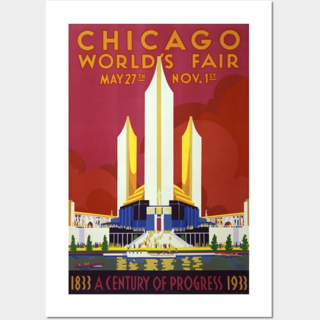 Vintage Travel Poster USA Chicago World's Fair 1933 Wall Art by vintagetreasure